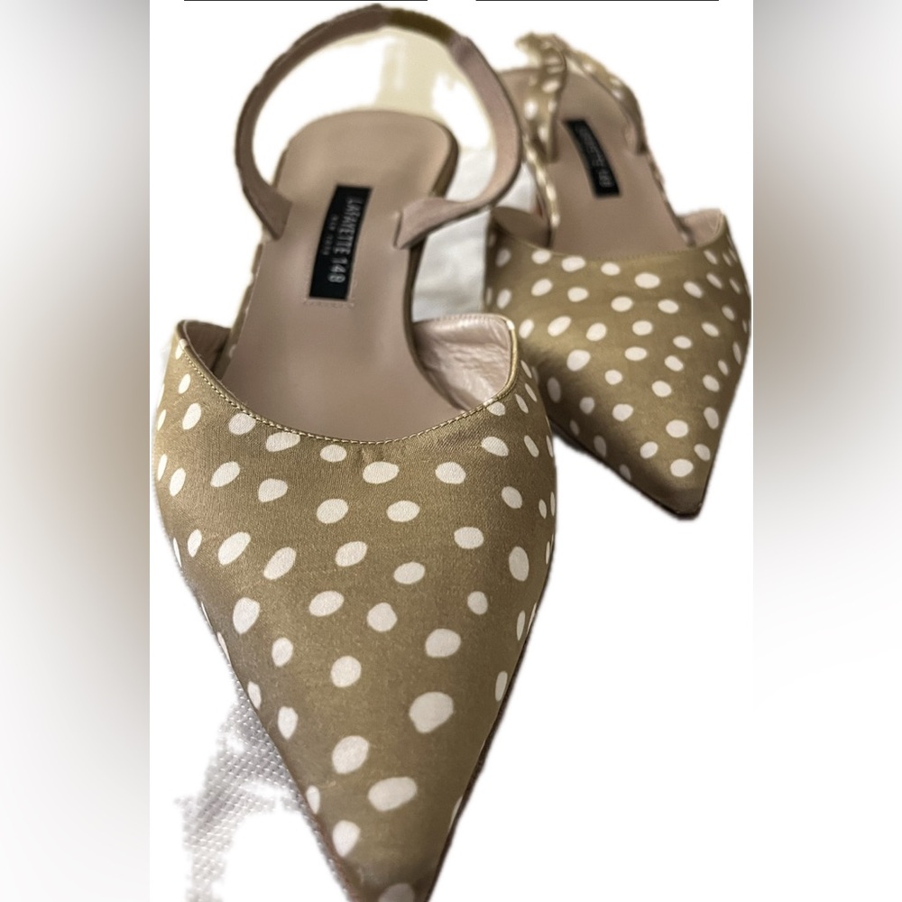 Poka dot sling back pump sandals.